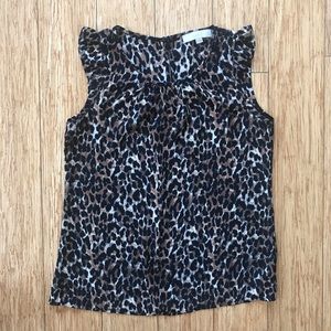Loft Leopard print shirt with ruffle sleeves
